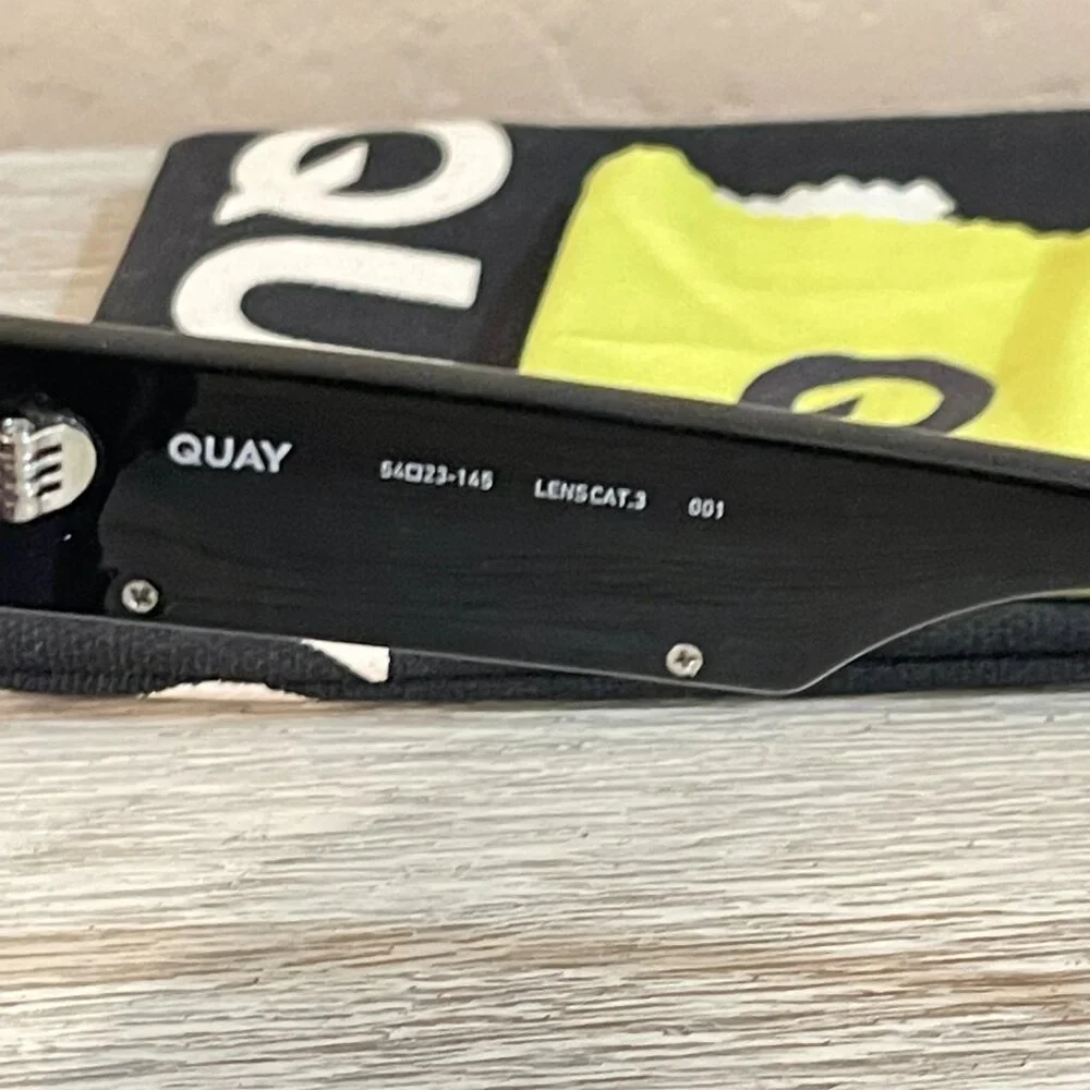 Quay Australia Sunglasses By The Way Black Cateye with Pouch and Cloth
